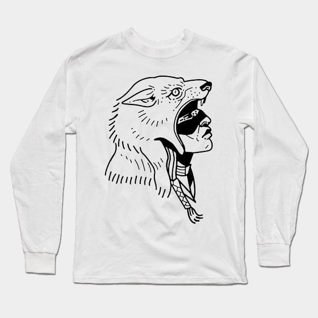 Wolf Man Wild Nature Hunter Long Sleeve T-Shirt by thedoomseed